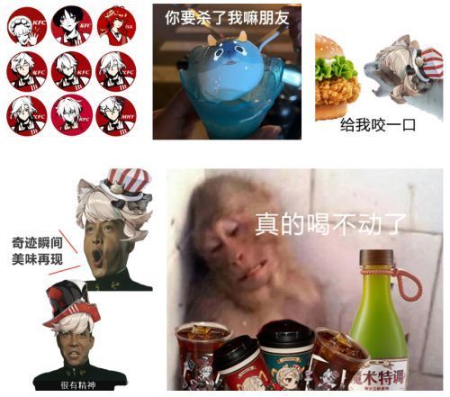 玩家在活动现场合影留念，手持联动周边，笑容灿烂