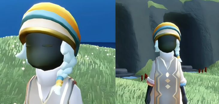 两款新代币兑换物品展示图，左侧为可染色图案裤子，右侧为配套背心，整体设计融入彩虹波纹元素