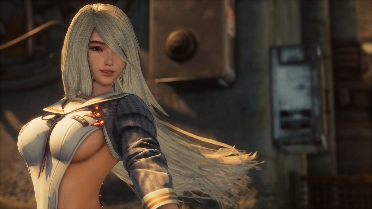 伊芙在雨中行走，水花四溅，路灯映照出朦胧光晕，氛围感十足