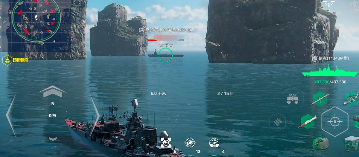 刻赤号在战场边缘隐蔽作战，导弹锁定远处敌舰