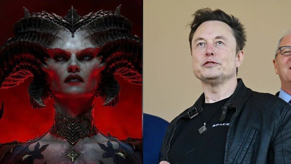 Helltides网站上的大秘境排行榜截图，显示马斯克的成绩位列第一，领先第二名7秒