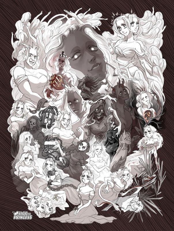 《杀死公主》官方发布的销量突破50万庆祝贺图，画面呈现主角与公主在崩塌王座前对峙，充满戏剧张力与黑暗氛围