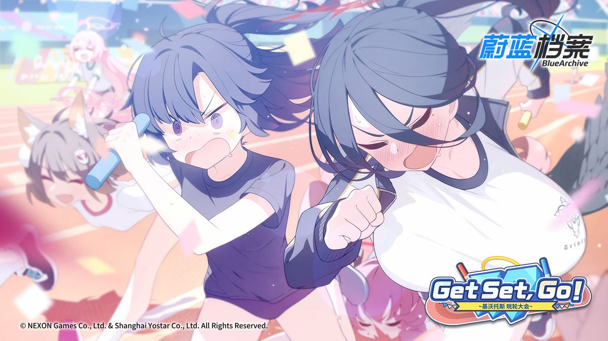 活动剧情插画，角色们围坐讨论，表情专注，桌上摆满策划文件