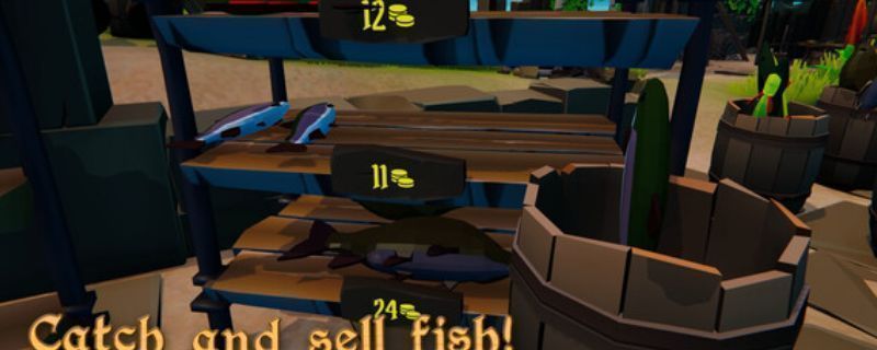 《海盗湾模拟器》游戏主视觉图，展示热带岛屿与停泊的海盗船，海面波光粼粼，充满冒险氛围