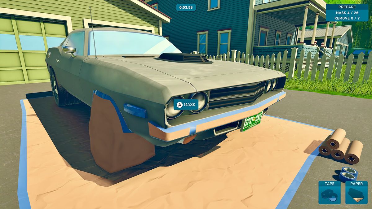 游戏内物品栏界面，展示多种喷漆罐、工具和建筑材料，UI设计清新直观