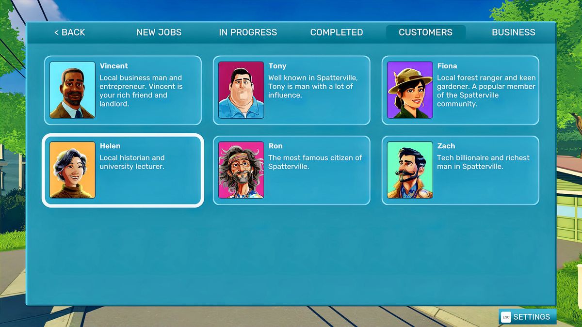 玩家角色站在高脚手架上为高楼外墙喷漆，夕阳映照出温暖光影