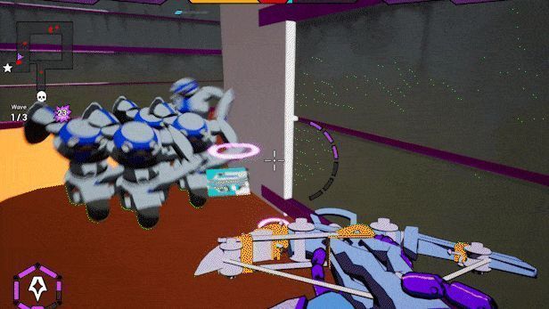 AI.VI在升级界面中激活多个强化模块，机体散发出过载的红色能量光效