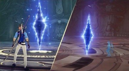 次元崩坏时场景剧烈震动，保护罩闪烁蓝光，玩家在罩内集结释放治疗技能