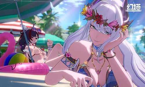 玩家在沙滩上参与水枪大战，角色跳跃闪避，水花四溅，气氛欢乐