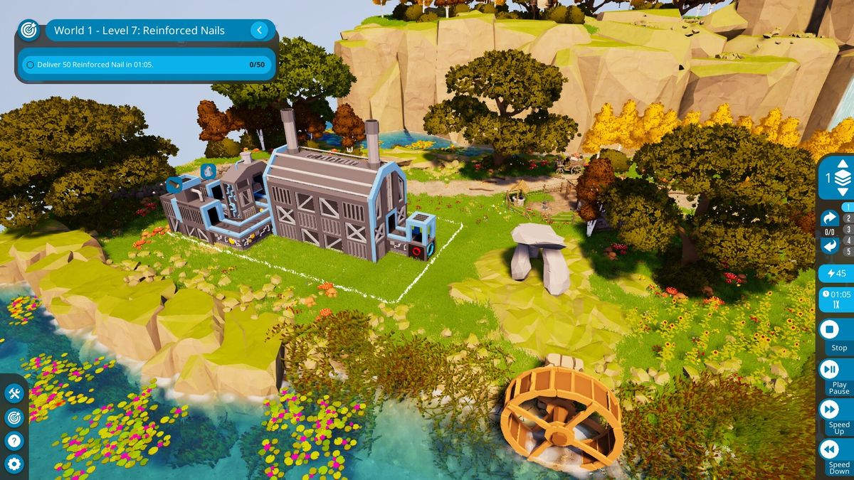 游戏内系统成功运行的画面，液体在透明管道中流动，气体被压缩储存，生产节奏井然有序