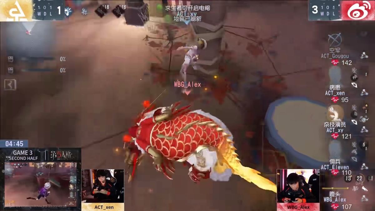 鹿头在开门战中压起身瞬间出钩，成功击倒试图拉门的杂技演员