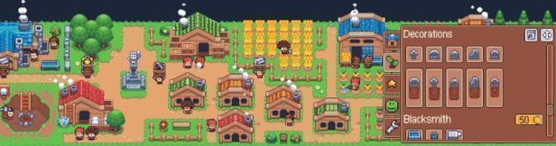 全景俯瞰图展示已发展成熟的小镇，农田、住宅、商铺、道路布局合理，生机勃勃