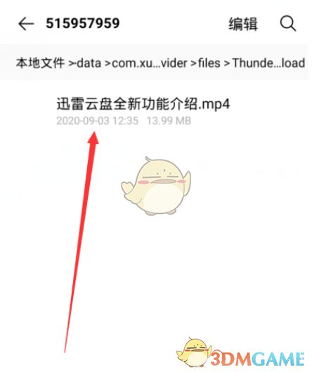 数字文件夹内显示已下载完成的文件列表，如视频和APK安装包