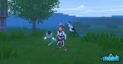 玩家角色启动机甲变身，全身被机械装甲包裹，能量光效环绕，气势磅礴