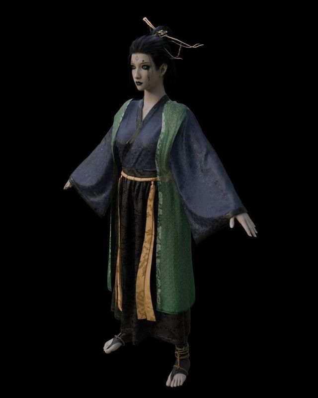 四妹正面模型展示，面容清丽，眼神灵动，头饰精美，展现古典东方美