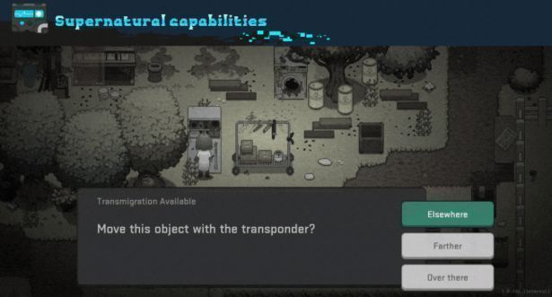 主角手持发光神秘物品站在城市高处，眼前浮现出半透明的数据流与符号