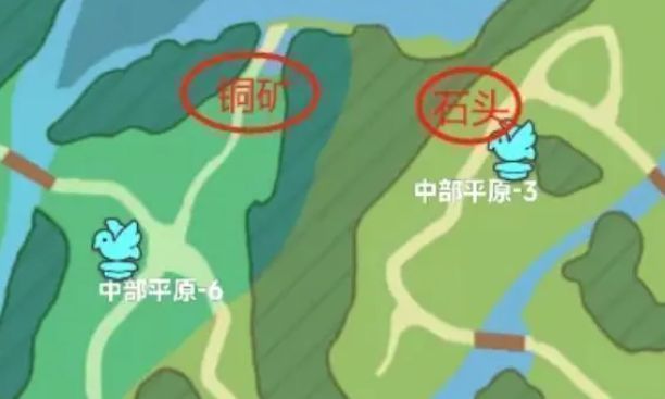 玩家部队在新大陆地图上行进，周围标注多个资源采集点和敌对单位位置