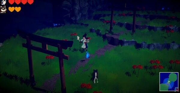 玩家角色正在田地中与狸猫一起耕作，阳光洒落，画面洋溢着田园生活的宁静气息