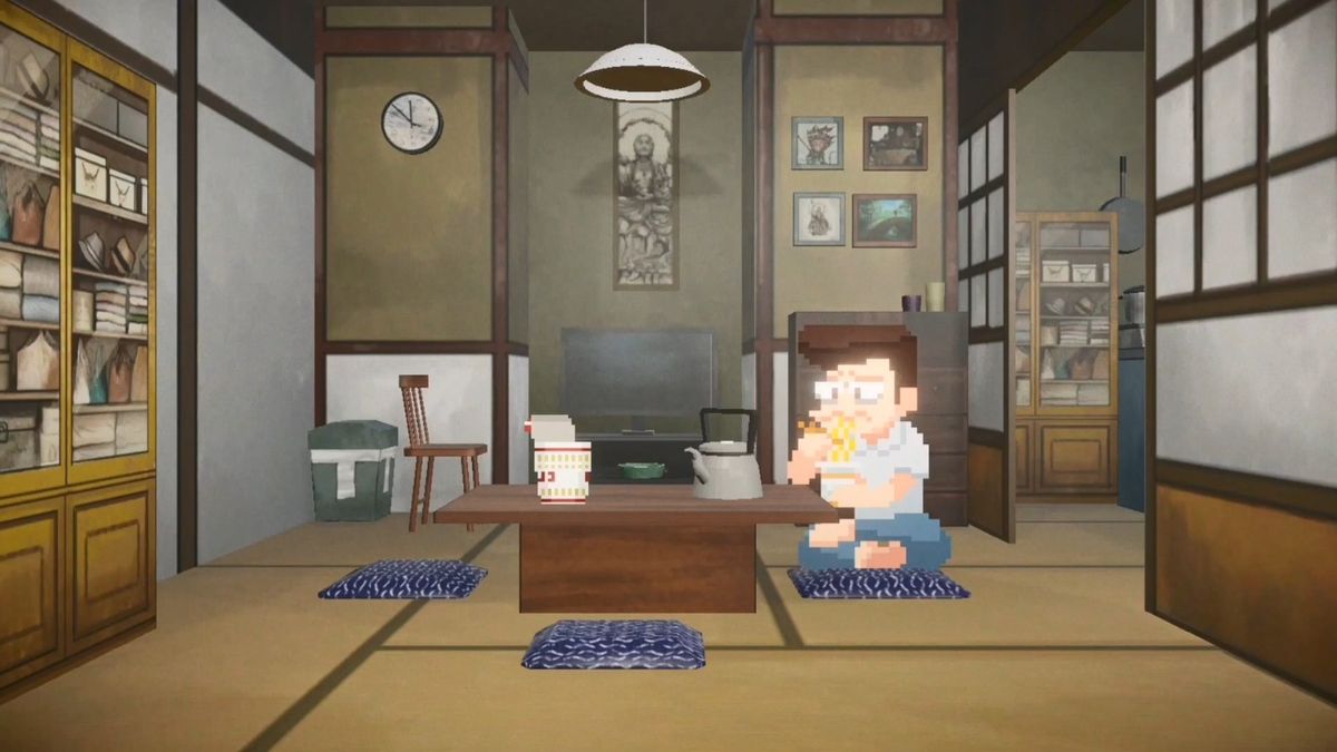 猫咪们聚集在村庄广场的石阶上，有的打盹，有的互相嬉戏，画面温馨和谐