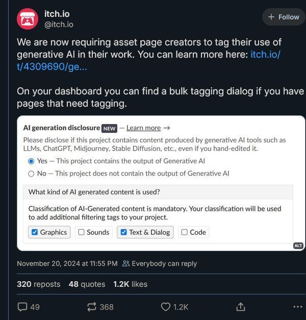 开发者社区讨论截图，展示关于 AI 是否应被禁止使用的激烈争论