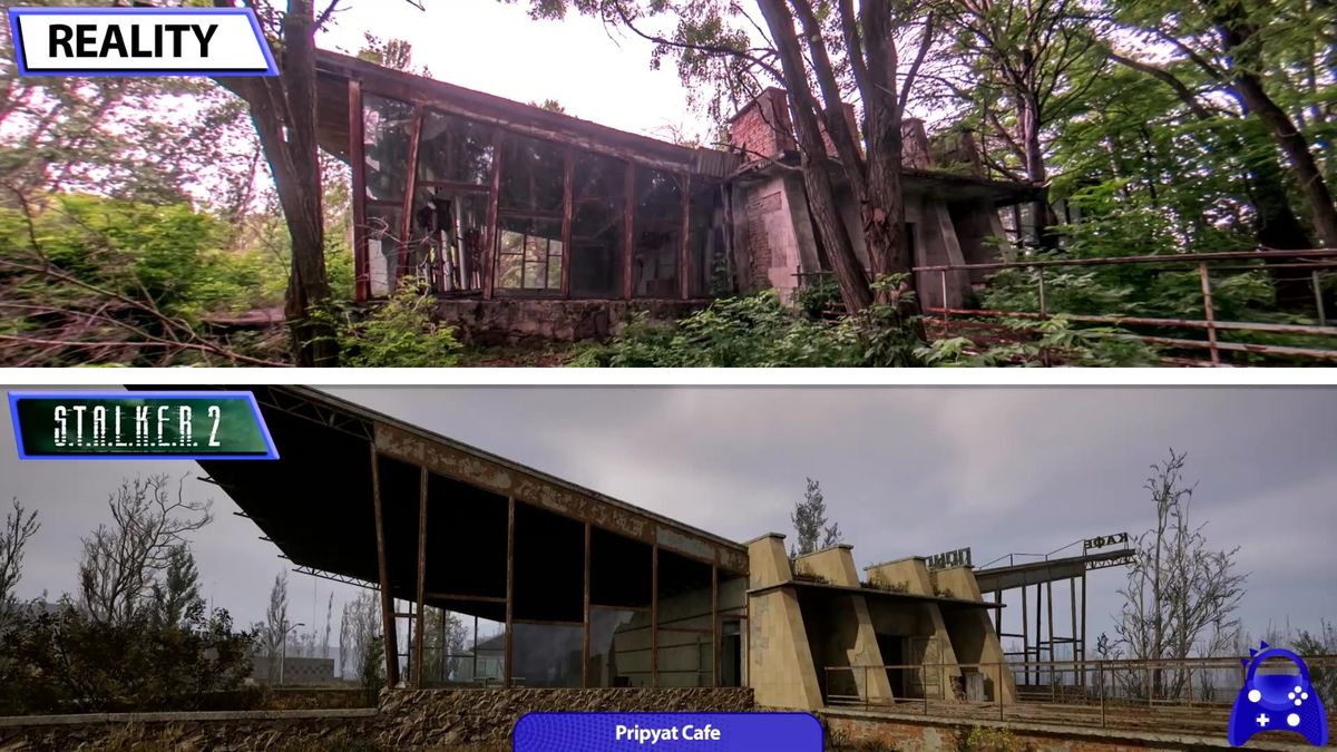 游戏中电影院外观，招牌与墙体破损一致