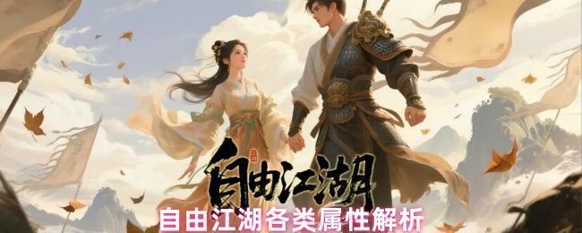 自由江湖角色属性界面展示，左侧为角色立绘，右侧为详细属性数值列表