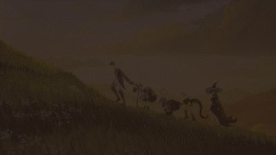 玩家在野外探索时触发随机事件，出现宝箱与小怪战斗动画