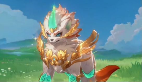 玩家在布阵界面将黄金兽放置在前排输出位，周围搭配治疗与防御型灵兽