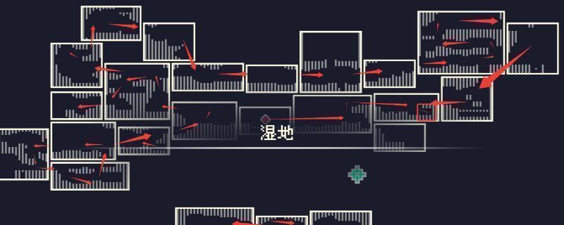 多洛可小镇湿地矿区全景图，展示矿洞与煤地的分布位置，地形开阔便于采集