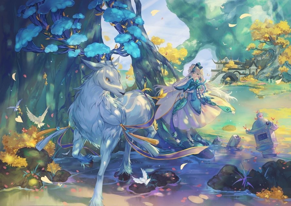 《天下》手游家园系统展示，玩家布置了中式庭院风格的房屋，摆放着精致家具与装饰品