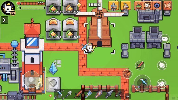 玩家使用手柄操作《浮岛冒险》手机版，手机支架固定，画面显示主菜单界面