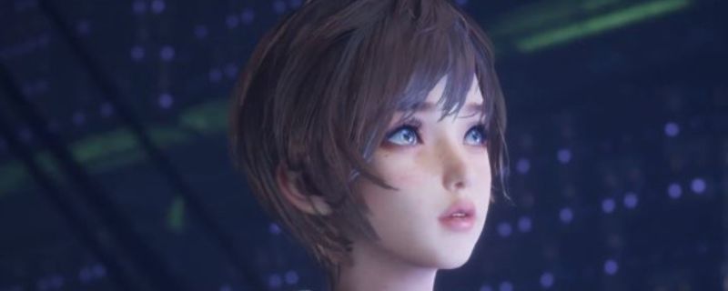 《剑星》结局画面：主角与莉莉站在废墟之上，夕阳映照下两人身影并肩而立，天空中浮现出数据流组成的记忆之树