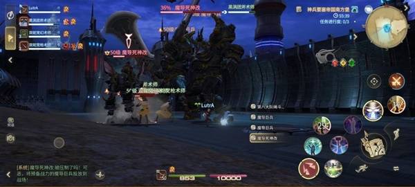 一名玩家站在魔导巨兵侧面，成功避开其前方扇形攻击区域