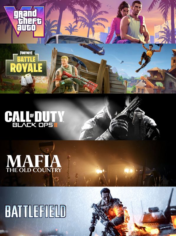 2025年即将发布的游戏阵容宣传图，画面中包含《GTA6》《死亡搁浅2》《<a target=