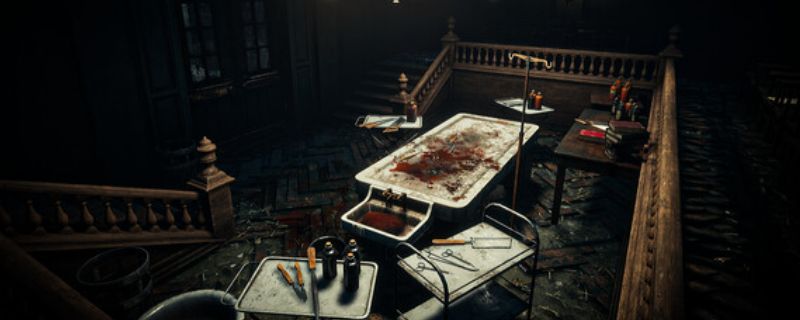 《Quadrofriend》游戏场景截图，昏暗走廊中灯光闪烁，营造出紧张压抑的恐怖氛围