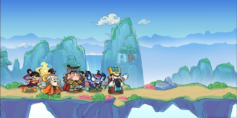 《非凡仙途》哪吒阵容实战战斗画面，五位神将协同作战，技能特效华丽，展现激烈对战场景