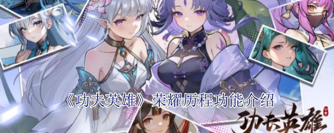 《功夫英雄》荣耀历程界面展示，水墨风格UI搭配动态任务列表，整体视觉极具东方美学韵味