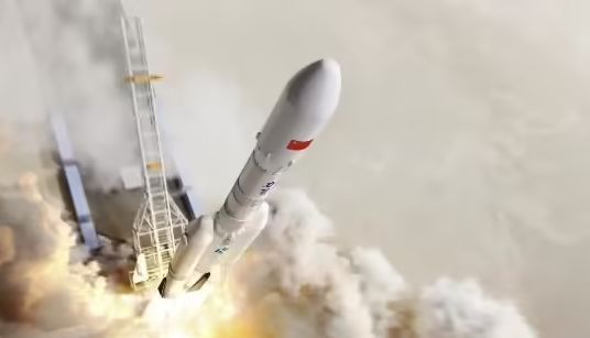 力箭二号液体运载火箭三维结构示意图，展示其CBC构型、3.35米芯级直径及整体布局