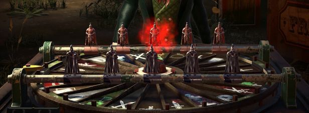 轮盘特写画面，显示多个分区如‘毁灭攻击’‘技能抽取’‘经济增益’等，充满动感光影效果