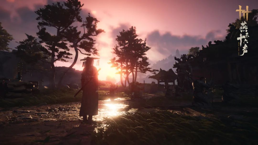 角色在古风城镇中穿行的实机画面，光影与材质表现细腻