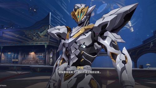 流萤在机甲驾驶舱内闭目沉思，屏幕上闪烁着萨姆的战斗数据，光影交错间透露出她的双重身份