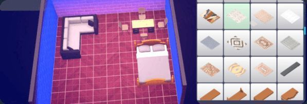 小镇全景视角，房屋错落有致，道路绿树成荫，整体布局和谐