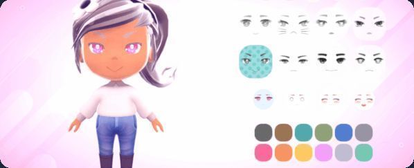 角色创建界面，展示多种服装与发型选项，界面简洁直观