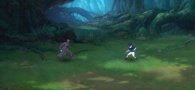 蓝色与红色能量冲击被黑色屏障阻挡，敌方角色头顶出现尘毒标记并受到持续伤害