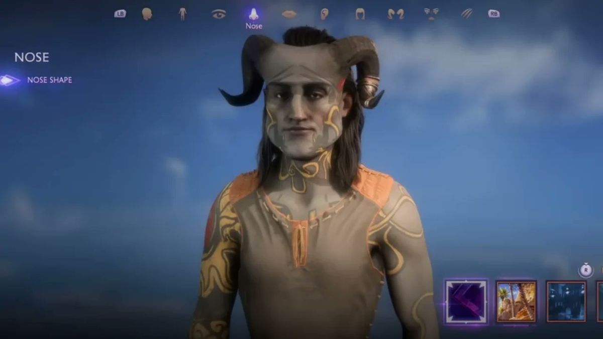 《龙腾世纪：影障守护者》游戏主视觉图，主角身披铠甲站在废墟之上，背景是紫色风暴笼罩的天空