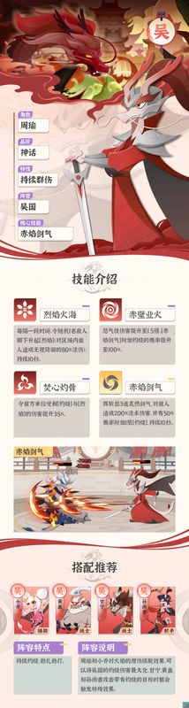 《龙之镜》战斗界面截图，周瑜正在释放赤壁业火技能，画面中火焰席卷全场，敌人头顶持续跳动灼烧伤害数字