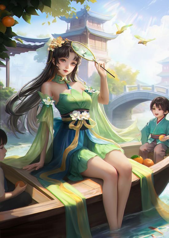 《三国杀OL》端午节主题宣传图，画面中龙舟破浪前行，空中飘着粽子与香囊，充满节日气息