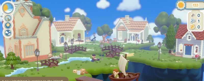 《汀可镇》游戏画面展示，温馨的小屋坐落在星空下，周围点缀着微光植物和小径，整体氛围宁静梦幻