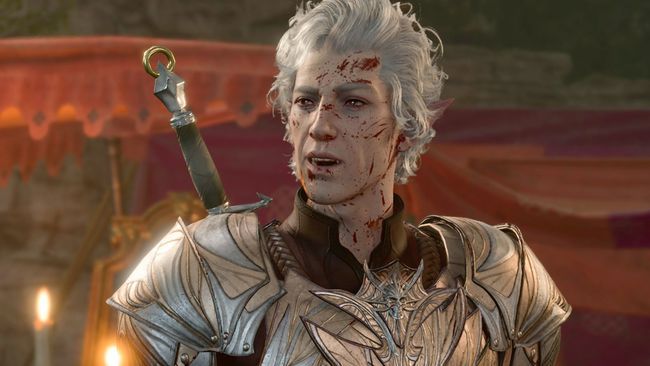 《博德之门3》游戏界面展示角色在地下城中探索，周围布满魔法光效和敌人