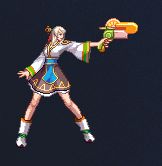 女神枪手持冰棒枪械，粉色外观搭配蝴蝶结装饰，少女风浓郁